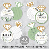 Big Dot of Happiness Boho Botanical Bride - 4 Greenery Bridal Shower Games - 10 Cards Each - Gamerific Bundle