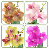 4Pcs Artificial Flowers Orchid Fake Phalaenopsis Small Potted Plant Ceramic Vase For Table Centerpiece Home Office Bathroom Wedding Decor