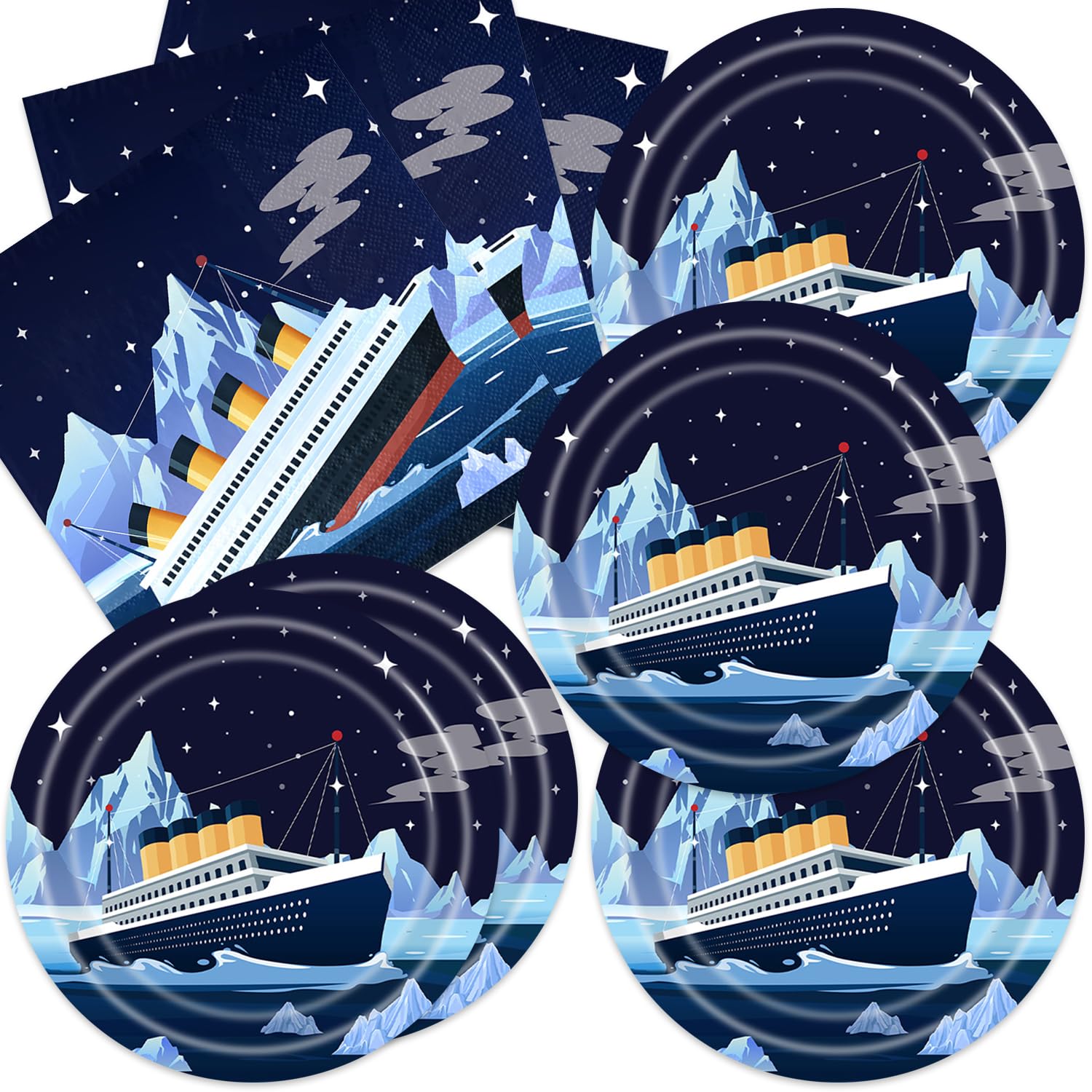 40pcs Nautical Party Supplies,Nautical Disposable Tableware,Used for Cruise Ship Classic Movie Party Decoration?Include 20 dinner plates, 20 Napkin (Blue4)