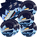 40pcs Nautical Party Supplies,Nautical Disposable Tableware,Used for Cruise Ship Classic Movie Party Decoration?Include 20 dinner plates, 20 Napkin (Blue4)