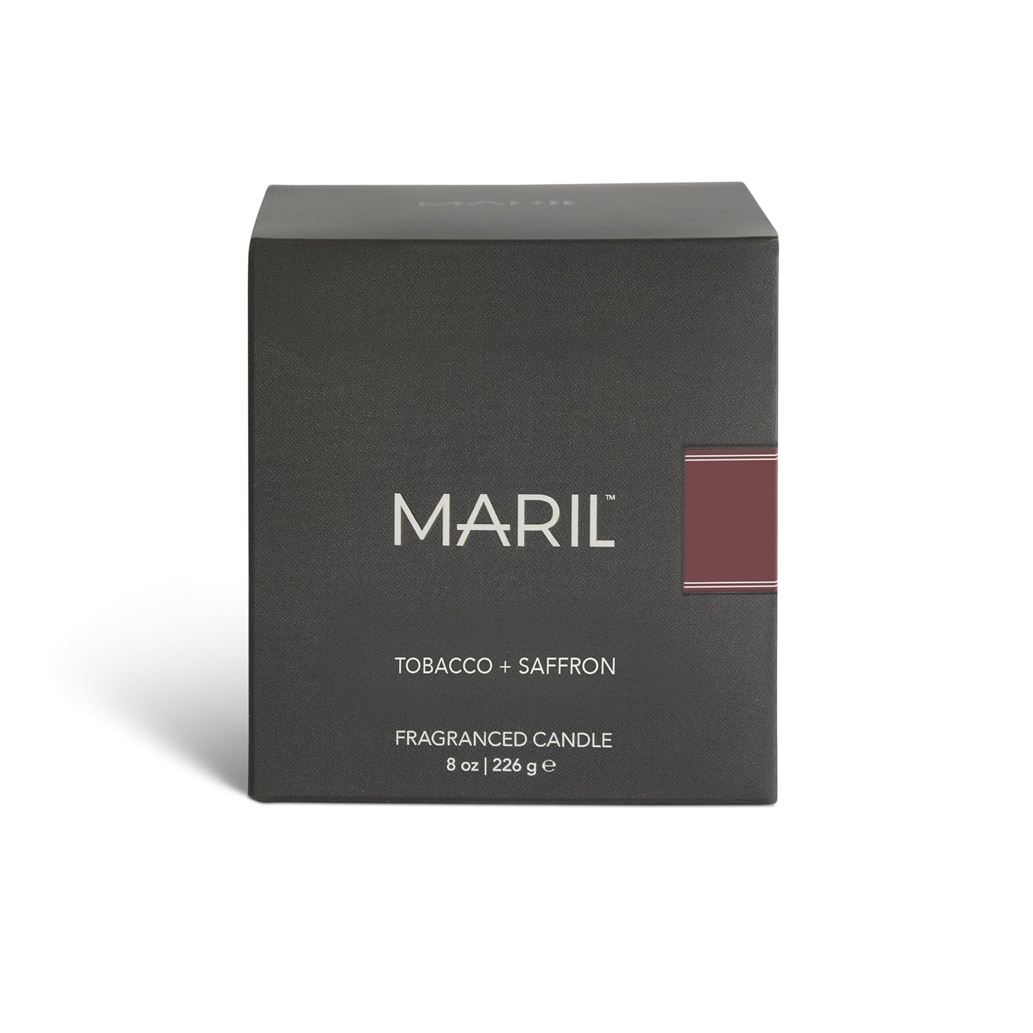 MARIL Collection Scented 8 Ounce Wax and Glass Poured Vessel Candle, Tobacco + Saffron