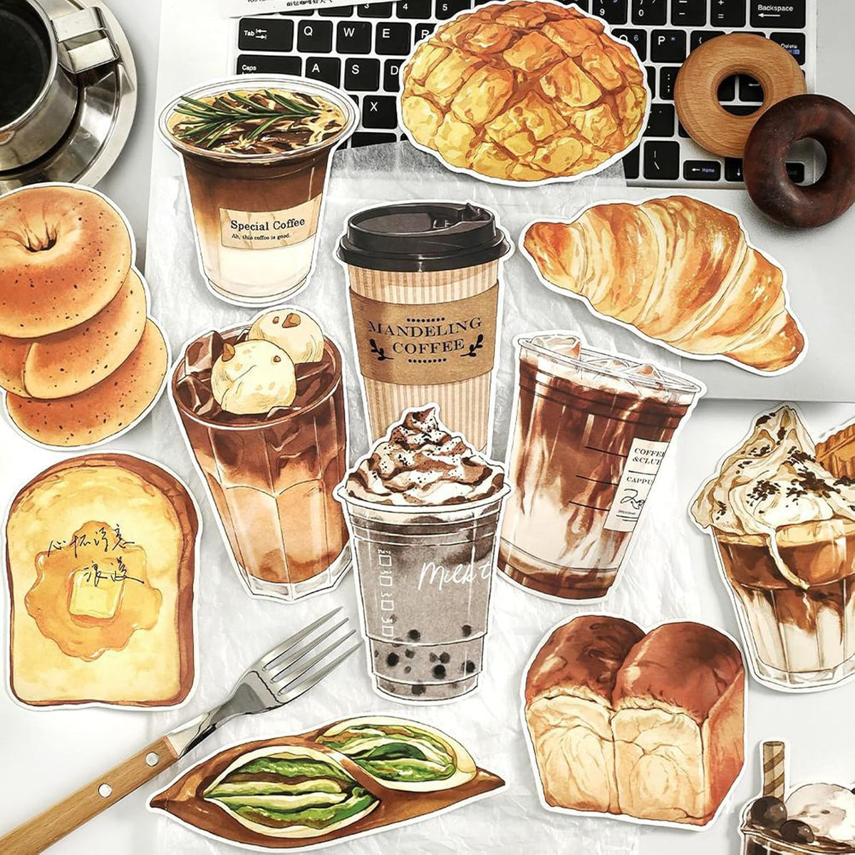 Retro Style Postcards,Bread And Coffee Shape Vintage Old Heteroideus Travel Greeting Cards,Set Of 15 Different Designs,Perfect For Wedding Party Guest Book