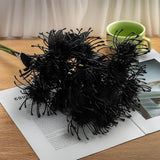 6Pcs Black Artificial Fake Mums Halloween Fall Faux Pincushion Flower Spider Mum Flower For Holiday Table Centerpiece Home Party Decoration