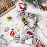 Christmas Silver Wrapping Paper Mini Roll For Boy Kid, Red Truck, Snowy Pine Forest & Grid Plaid, Silver Foil Reversible Design For Winter Holiday Family Gathering, 17 Inches X 32.8 Feet