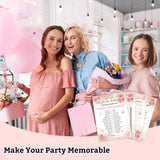 Baby Shower Games For Girl, 4 Fun Games For 25 Guests, Pink Floral Baby Shower Decorations, Who Knows Mommy Best, Guess Who Mommy Or Daddy, Word Scramble, Babies Descriptions & Well Wishes