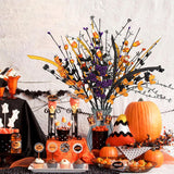 6 Pack Artificial Halloween Floral Picks Purple Orange Black Berry Stems Halloween Tree Branches With Candy For Halloween Party Flower Arrangement Centerpieces