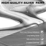 300Ml Silver Metallic Acrylic Paint, Non Toxic Waterproof Silver Metallic Acrylic Paint For Fabric, Leather, Ceramic, Canvas, Rocks, Metal, Plastic, Glass