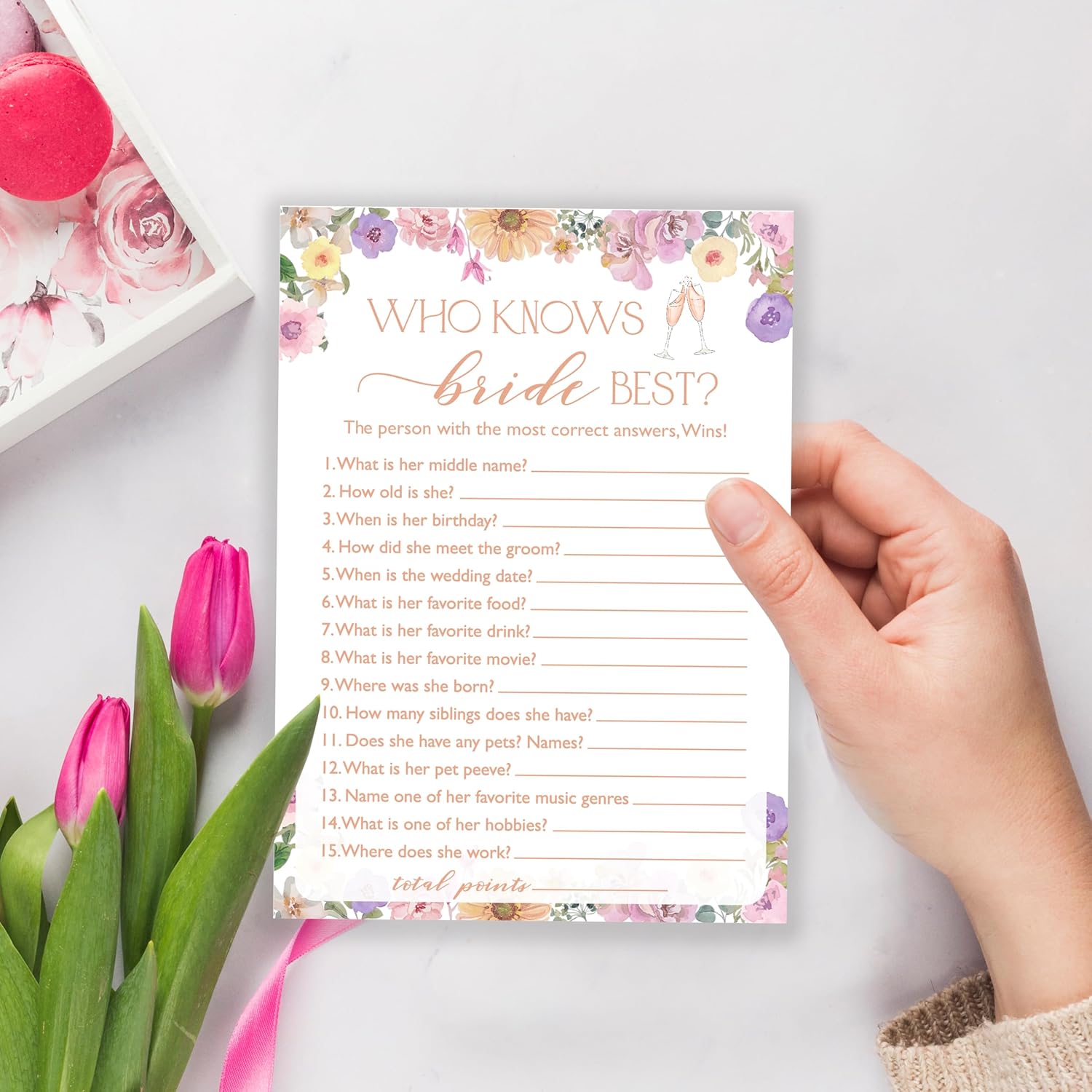 Wildflowers Wedding Games, 25 Guest Party Pack, 5X7 Inches, Adults, Female, Manual Operation