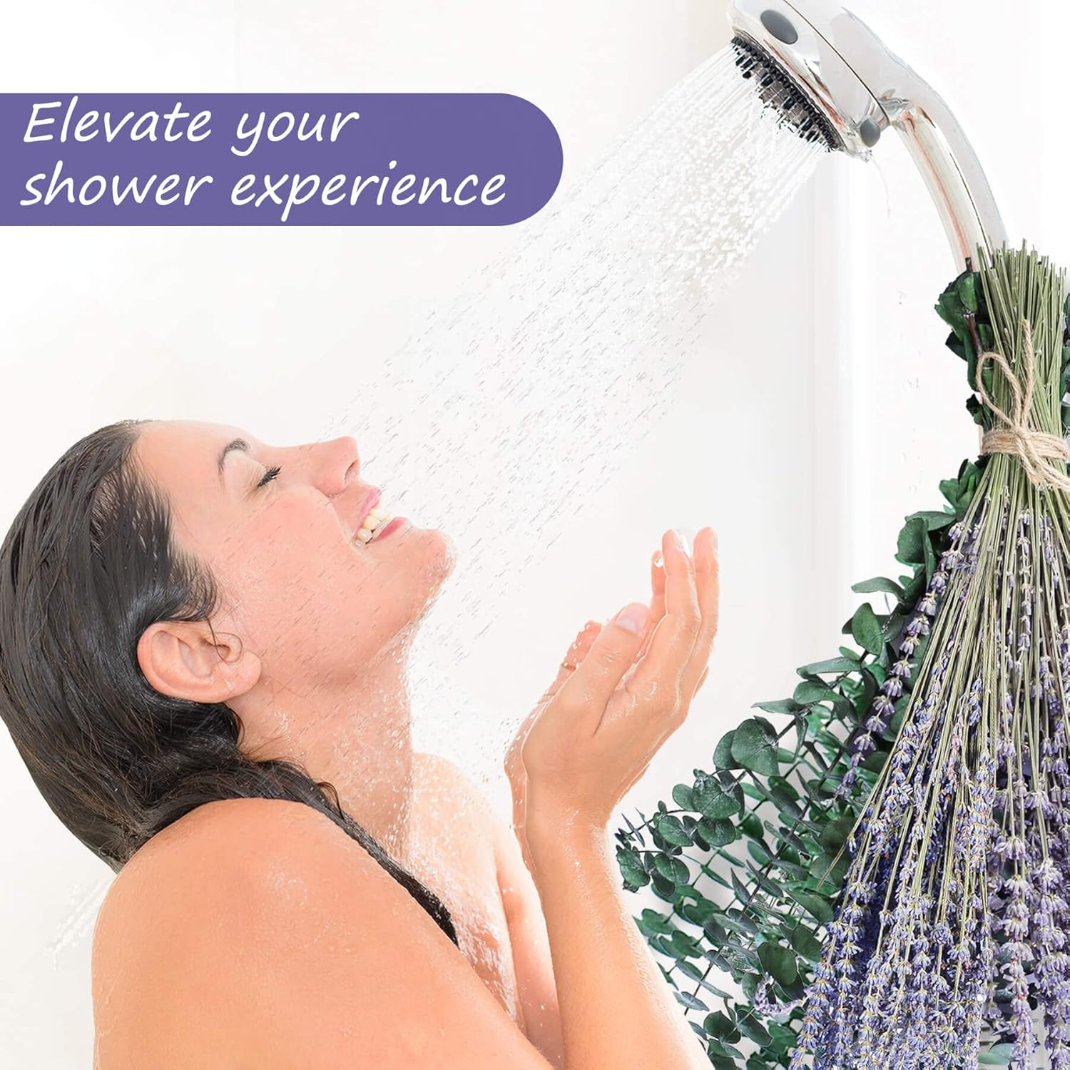 Preserved Eucalyptus Stems & Dried Lavender Bundles For Shower, 70 Pcs17'' Natural Real Live Eucalyptu Leaves Greenery Hanging Lavender Flowers Shower Plant, Fragrance, Vase Decor