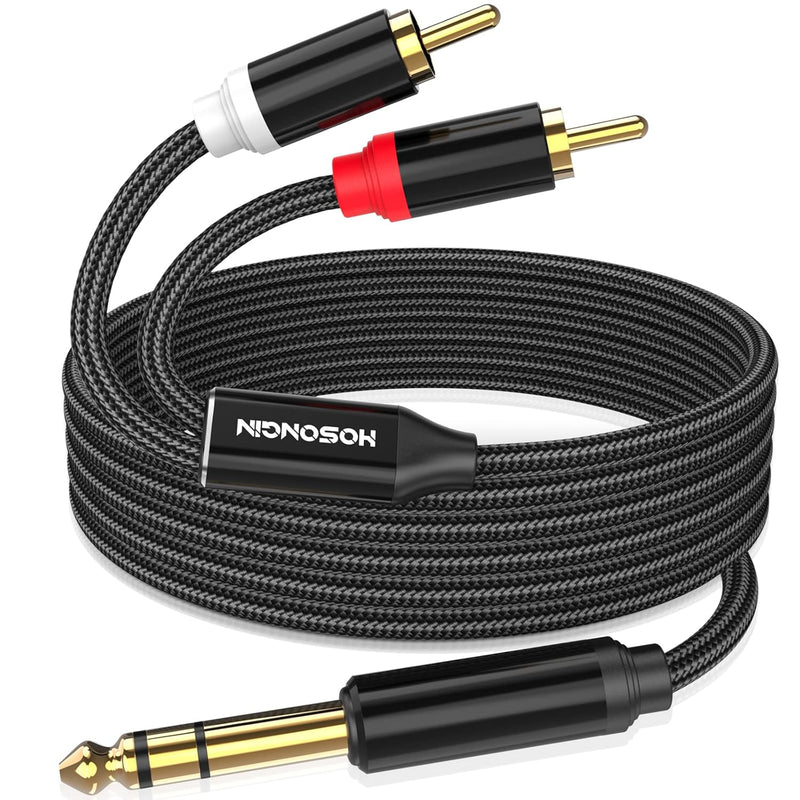 1/4 Inch (6.35Mm) Trs To 2 Rca Male Stereo Audio Cable, Nylon Braided Jacket G