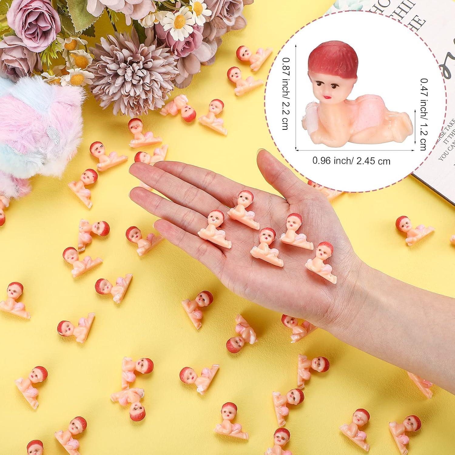 51 Pcs Cool Baby Shower Games Flower Funny Who'S Watching The Baby Sign Wooden Game Sign Baby Gift Sets 50 Pcs Tiny Plastic Babies Small Mini Baby Baby Shower Game Prizes For Gender Reveal Party