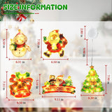 5Pcs Window Christmas Decoration Lights, Battery Operated With Suction Cup Hook Hanging