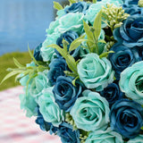 8 Pack Rose Artificial Flowers Bouquet, 10 Small Silk Rose Heads Per Pack, Fake Roses Bunches For Wedding Table Centerpieces Bridal Bouquet Mother'S Day Valentine'S Day Home Decor, Blue