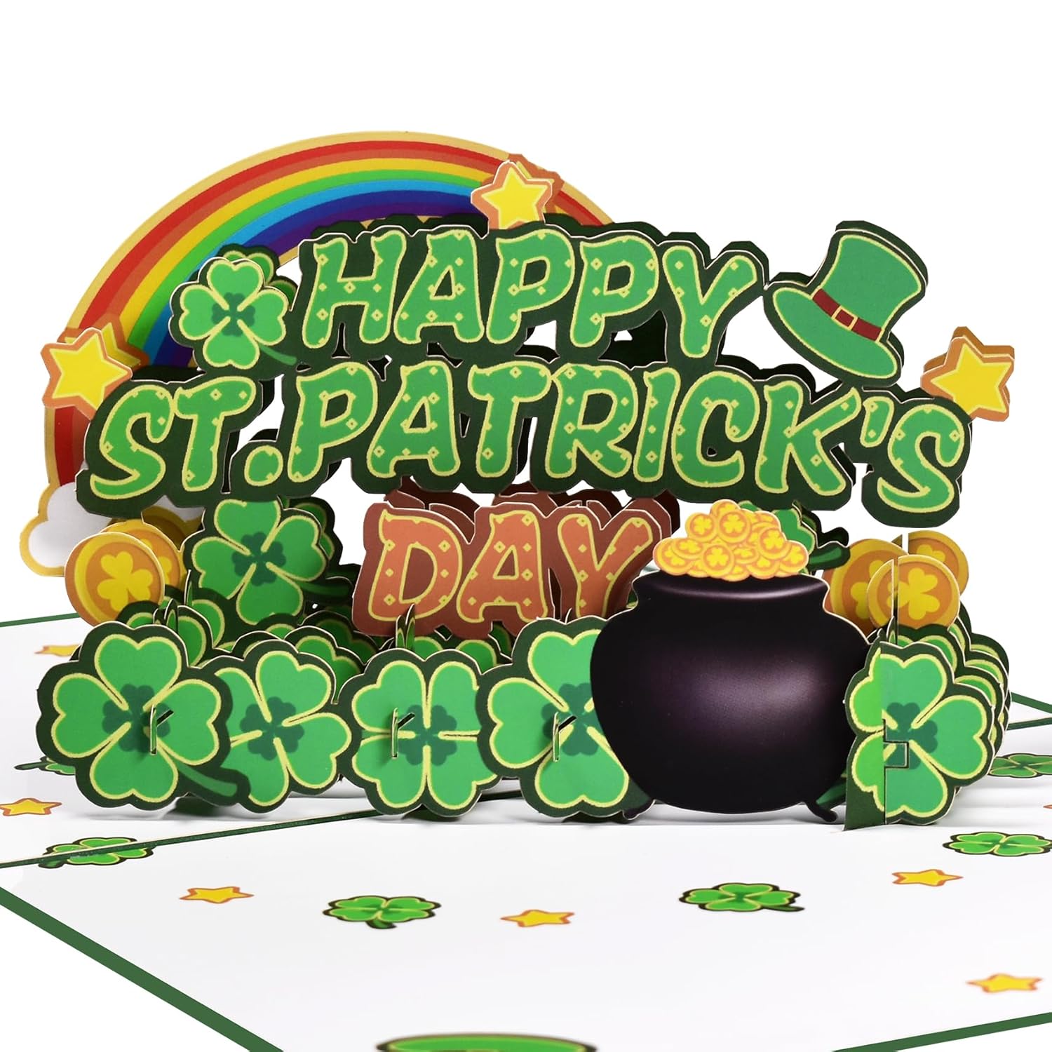 St Patricks Day Cards,St Patricks Day Cards With Envelopes,St Patrick'S Day Cards,Lucky Clovers 3D Greeting Card,Happy St. Patrick’S Day Card For Kids, Good Luck, Get Well