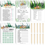 135 Pieces Woodland Baby Shower Game Cards Forest Animals Baby Shower 5 Set (25 Cards Each) With 10 Pencils Predict Who Mommy Or Daddy Well Wishes Woodland Creatures Theme For Boy Girl