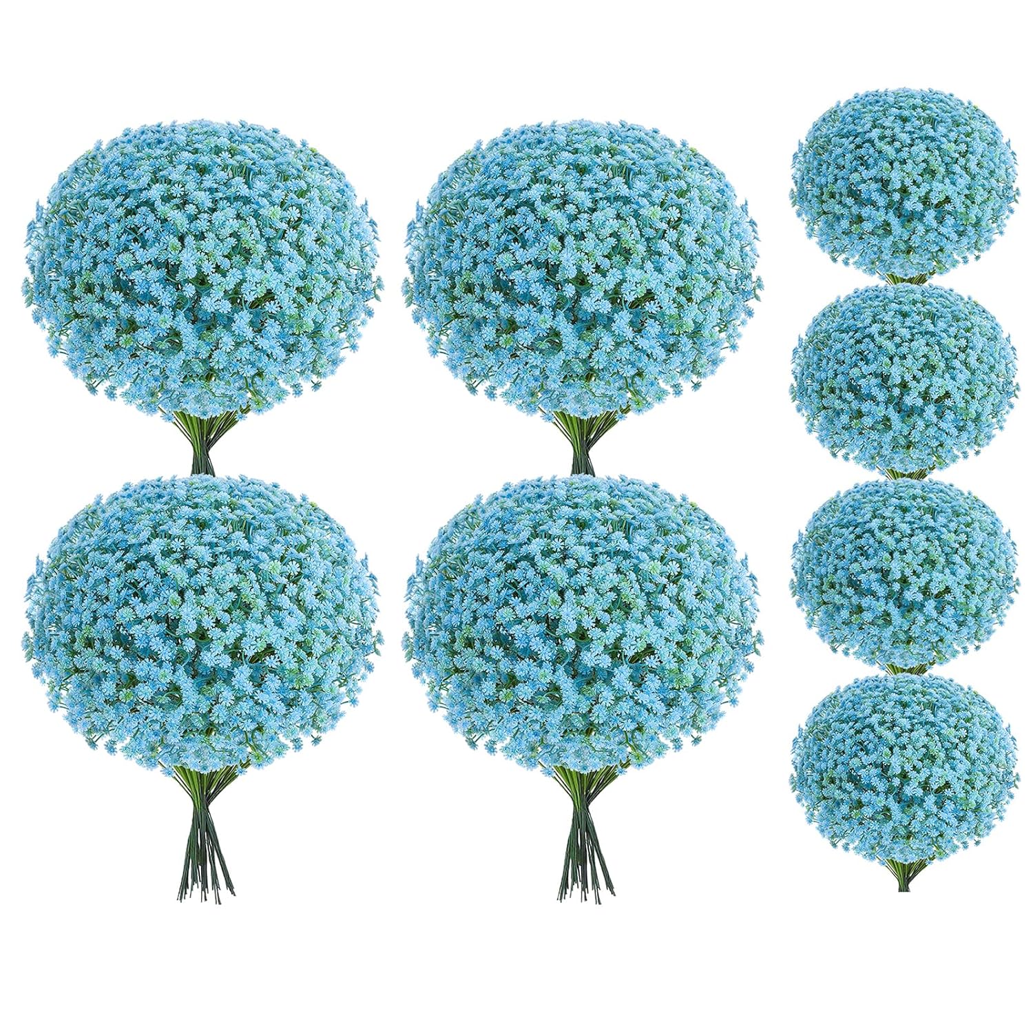 120 Pcs Baby Breath Artificial Flowers Bulk Blue Baby Breath Flowers Artificial Fake Babys Breath Gypsophila Faux Babys Breath For Wedding Bouquet Home Party Decor, 11.8 Inch