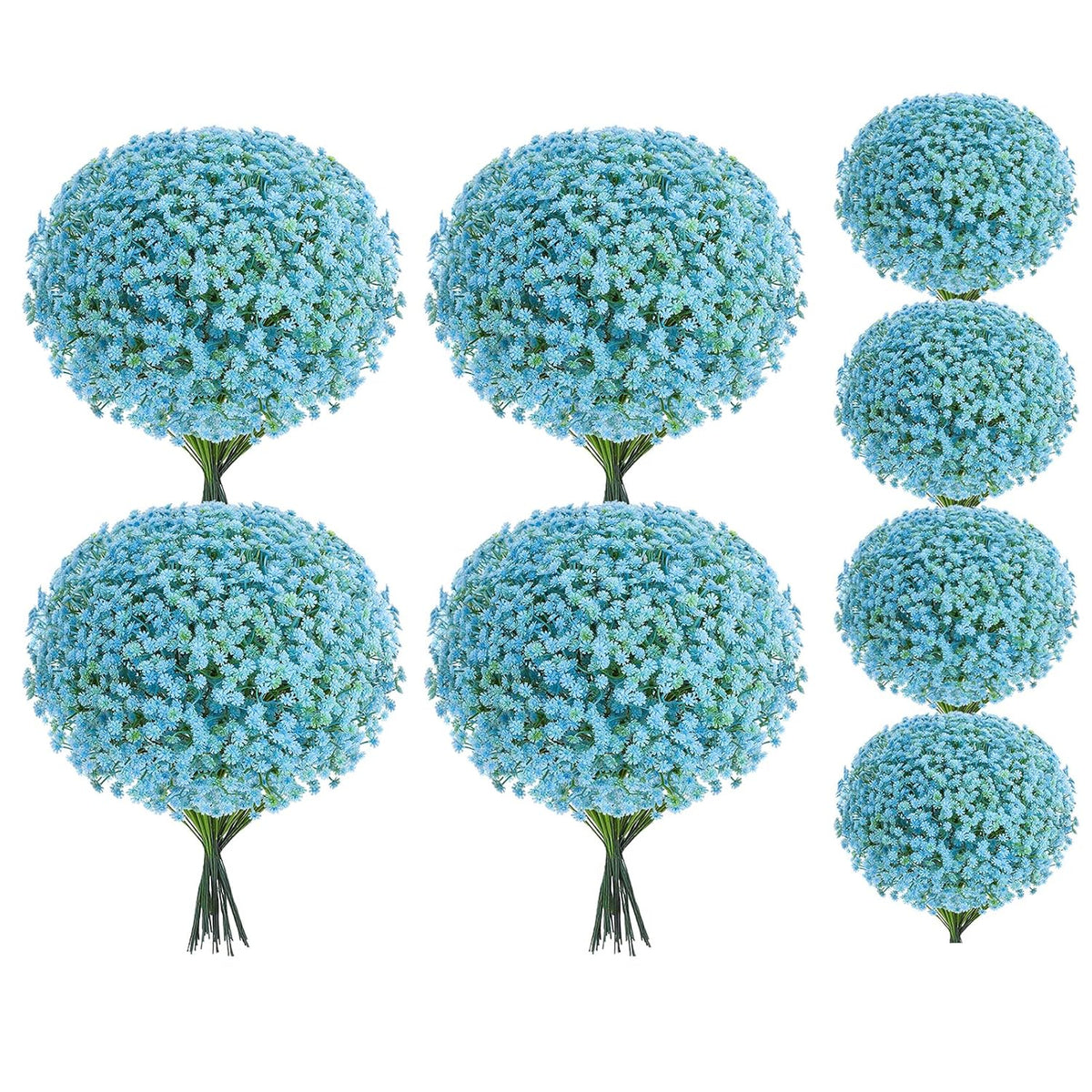 120 Pcs Baby Breath Artificial Flowers Bulk Blue Baby Breath Flowers Artificial Fake Babys Breath Gypsophila Faux Babys Breath For Wedding Bouquet Home Party Decor, 11.8 Inch