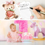 Baby Time Capsule Box 1St Birthday - Time Capsul For First Birthday Party Games, Guest Messages & Milestone Memories For Baby Boy Or Girl, 50 Pcs Strawberry Bear Theme Cards -A10