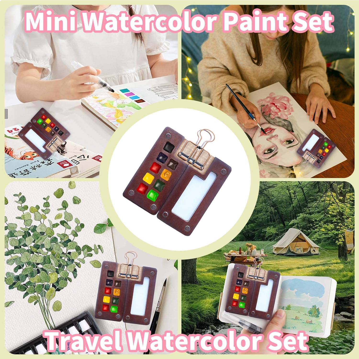Tobios Watercolor Set Tobios Mini Watercolor Paint Set Travel Watercolor Sets Mini Paint Pad Pocket Artist Watercolour Travel Sets Pocket Watercolour Kit Portable Paint Palette