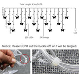 Butterfly Curtain Fairy Light, 8 Modes 120 Led Usb Window Firefly Twinkle Timer String Lights 24 Butterflies With Remote
