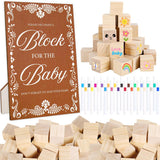 75Pcs Cielito Lindo Baby Shower Games Sign Kit Terracotta Decorate A Block Game Sign With 50 Wooden Blocks & 24 Markers For Mexican Gender Reveal Party