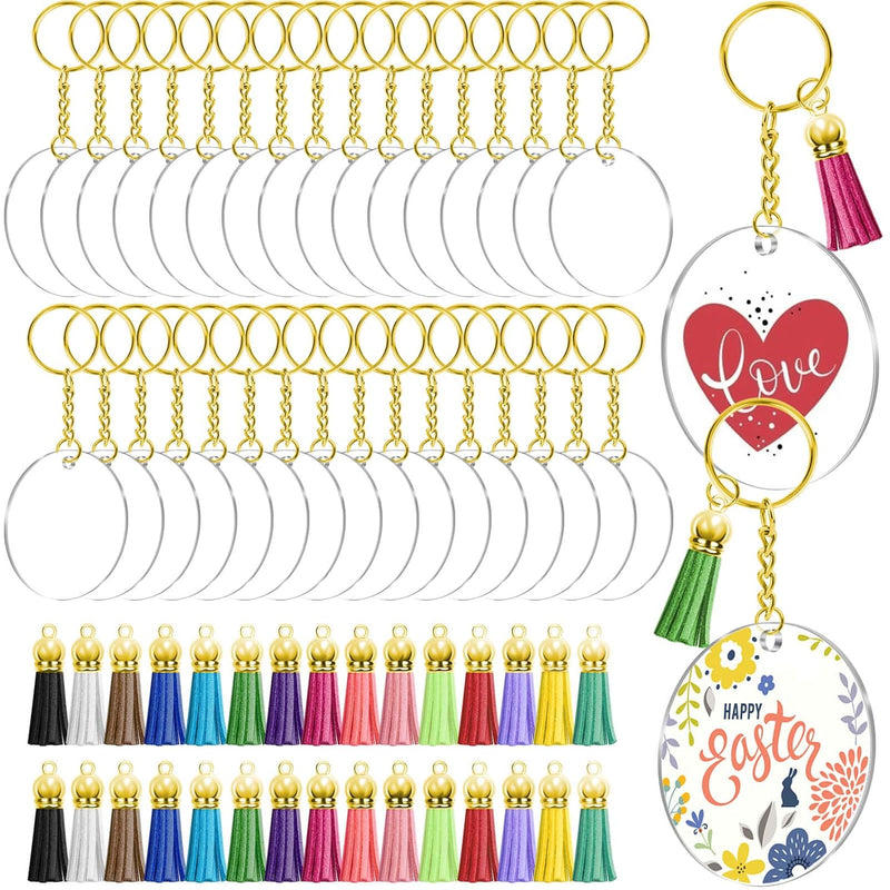 Acrylic Keychain Blanks, 120Pcs Blank Keychains For Vinyl Kit Including 30Pcs