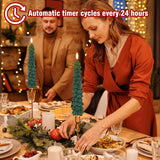 Christmas Tree Candles With Remote Timer, 4 Pcs Waxy Flameless Taper Candles Flickering, Battery Operated Led Candlesticks With 3D Flame Wick, Green Window Candle For Christmas Decorations