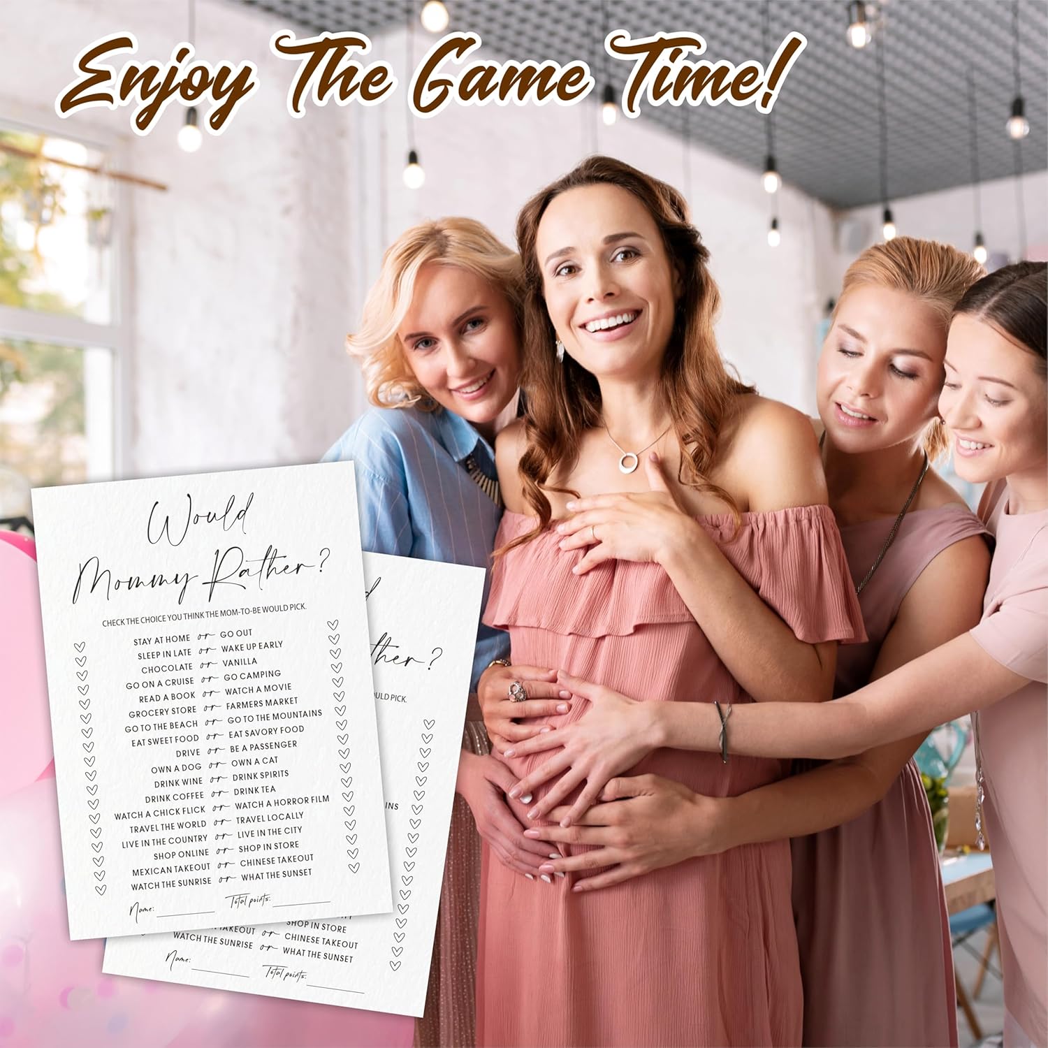 30 Would Mommy Rather Game Cards For Baby Shower - Minimalism White Double-Sided Fill In Advice Cards For Baby Announcement, Gender Reveal, New Parents-To-Be Party Favor & Supplies - C13