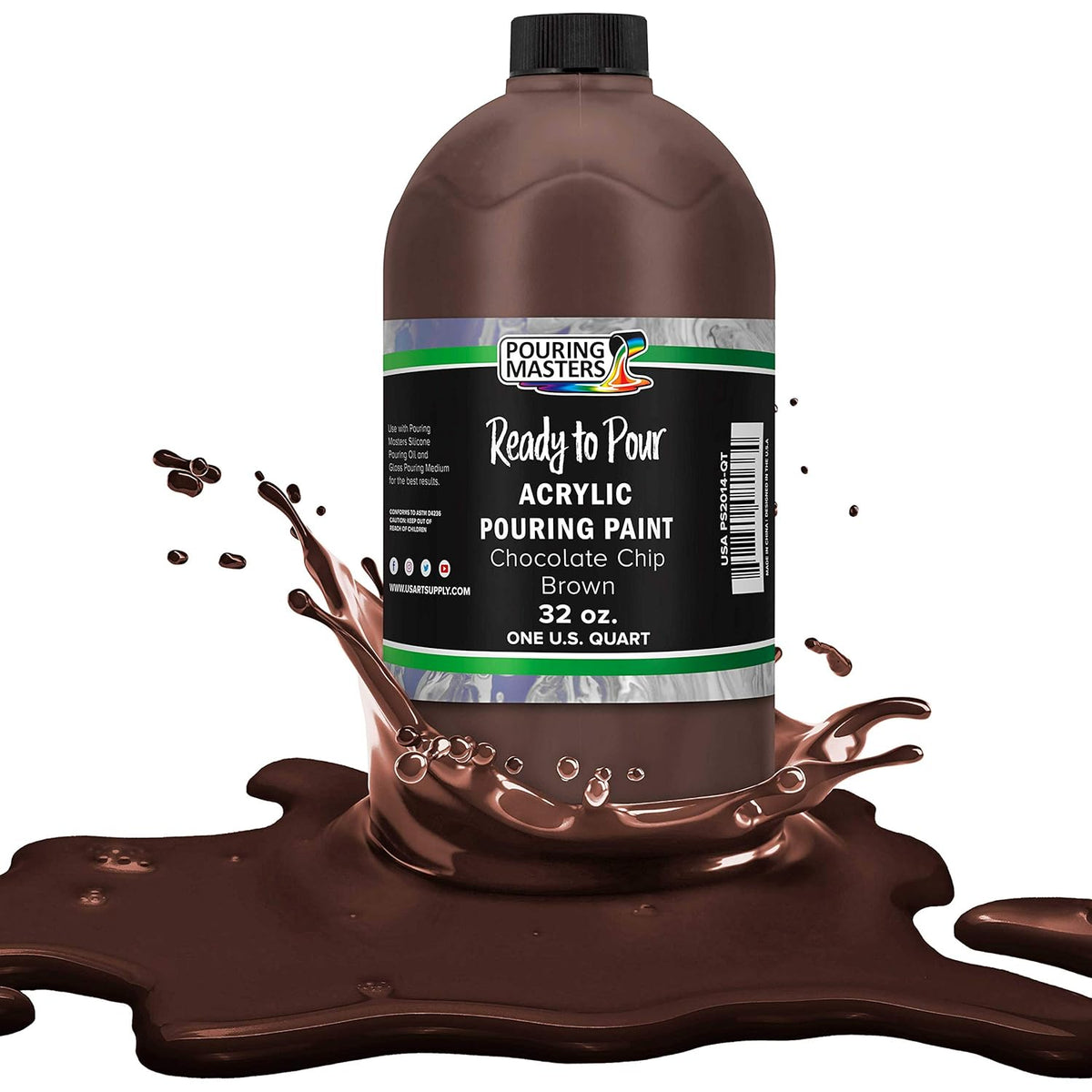 Pouring Masters Chocoloate Brown Ready To Pour Acrylic Pouring Paint - Premium 32-Ounce Pre-Mixed Fluid Acrylic Paint - Fluid Art Supplies For Canvas, Wood, Paper, Tile & Rocks