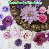 56 Pcs Fake Flowers Heads Artificial Purple Silk Flower Heads Bulk Faux Mini Flowers For Cake Blossom Wreath Wedding Bridal Party Diy Home Decoration