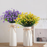 Artificial Flower Outdoor 12 Bundles Faux Plastic Greenery Fake Flowers For Decoration Uv Resistant Fake Flower Plastic Flowers Bulk For Outside Garden Balcony Decor (Yellow)