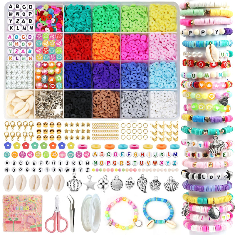 6000 Pcs Clay Beads Bracelet Making Kit, Girls Friendship Bracelet Polymer Hei