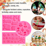 3Pcs Merry Christmas Fondant Mold Pink Assorted Snowflake Silicone Mold Blessed Words Joy Holly Jolly Chocolate Candy Mould For Xmas Winter Party Cupcake Sugar Craft Gum Resin Clay