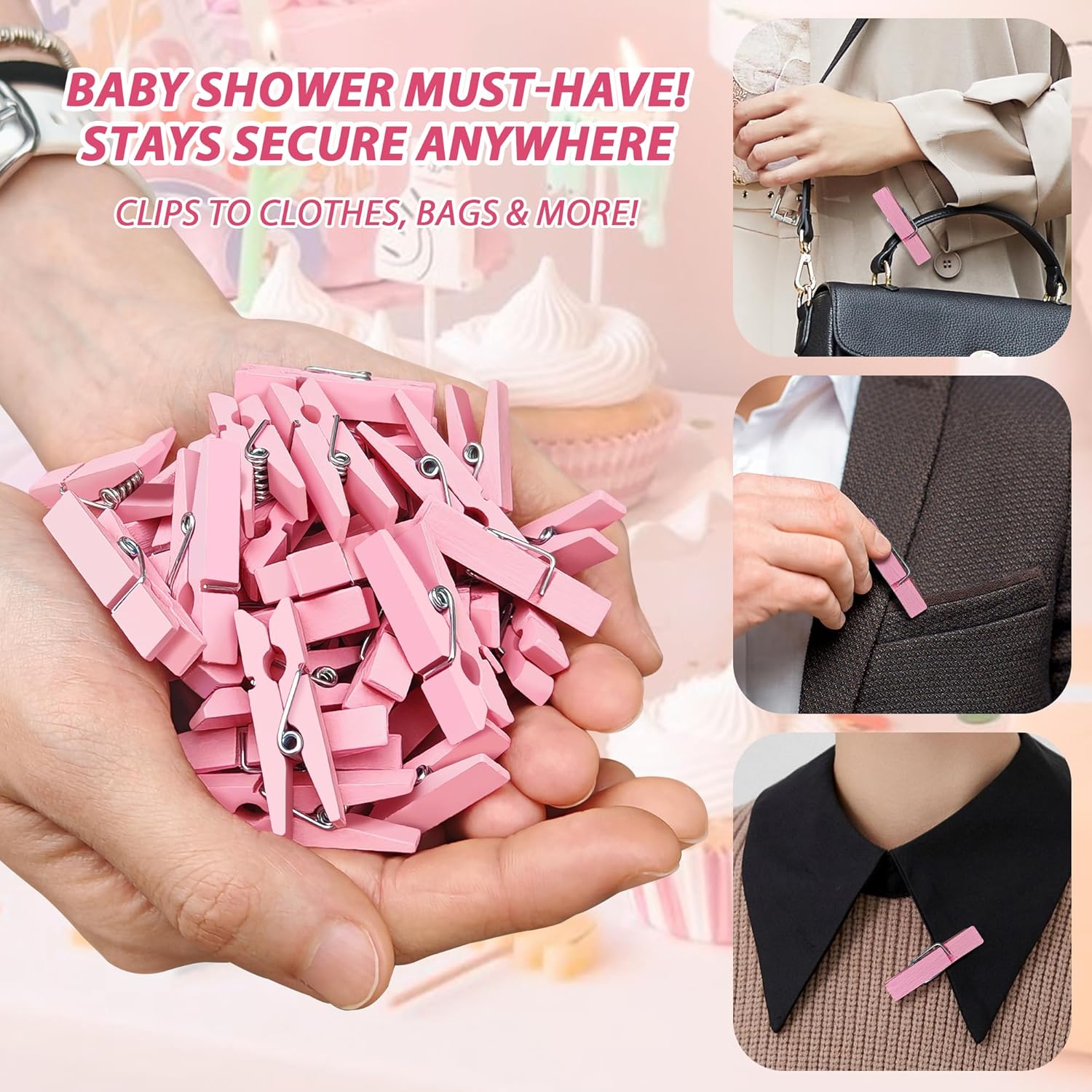 Wildflower Clothespin Baby Shower Game – 'Don'T Say Baby' Party Activity With Pink Floral Sign & 50 Mini Clothespins – Gender Reveal Decor For Girls – Baby Shower Decoration Set-C5