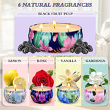 Scented Candle Set (5 Pieces - 1 Large 4 Small), Soy Wax Scented Candle, Portable Tin Candle With Lid, Christmas Thanksgiving Candle Gift Basket For Friends And Colleagues