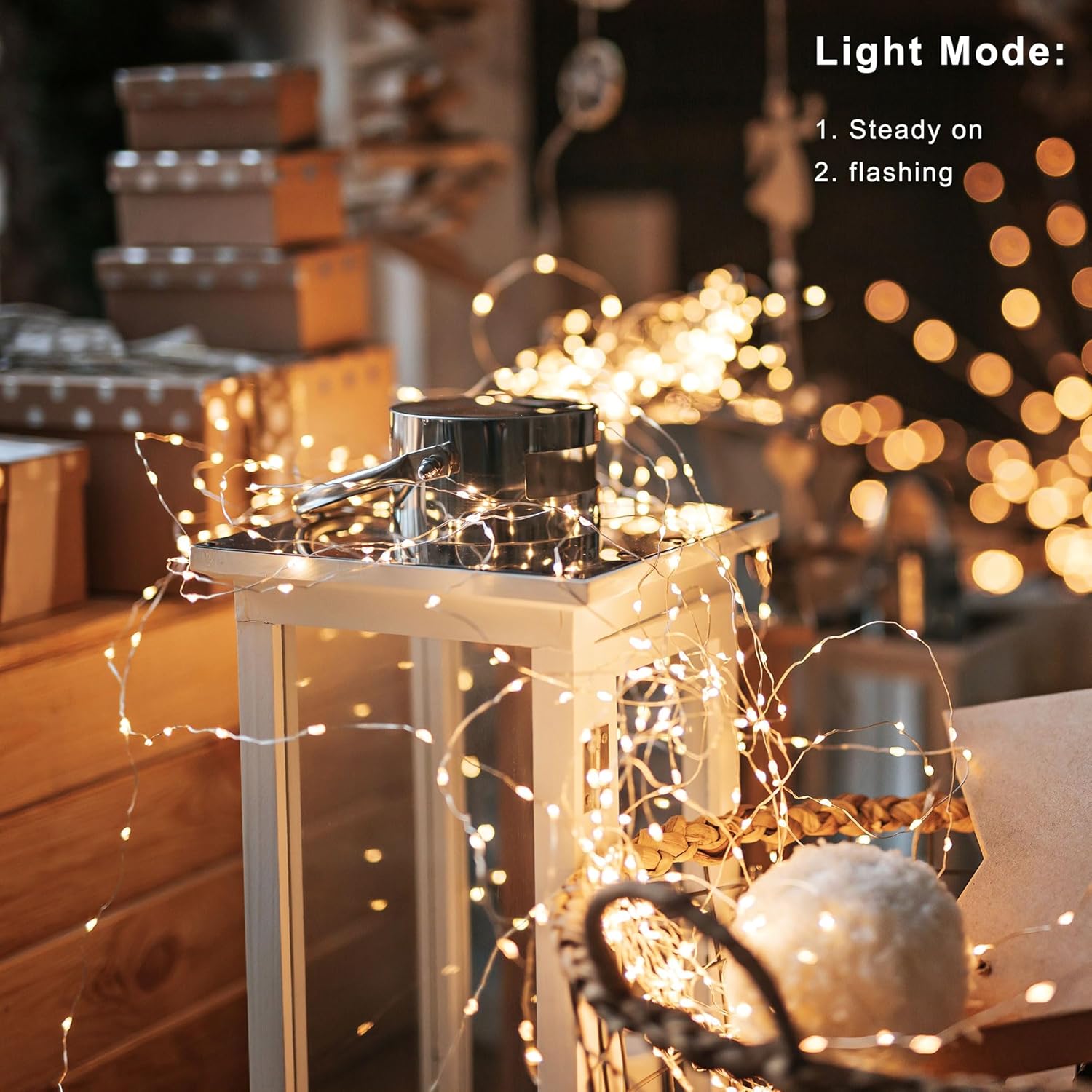 4 Pack Christmas Fairy Lights Battery Operated 16.4Ft 50 Leds Silver Copper Wire Twinkle Lights With 2 Lighting Modes Fo