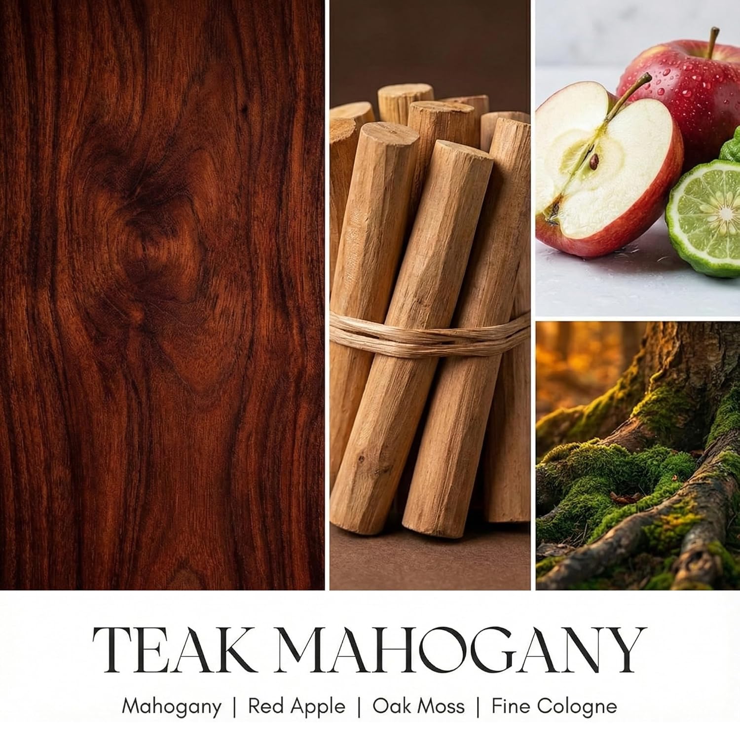 Homelights Scented Candles | Large Jar 34 Oz Natural Soy Candle | 130 Hrs Long-Lasting With 3 Wicks | Industrial Chic Home Decor | Gifts For Mom & Women, Teak Mahogany