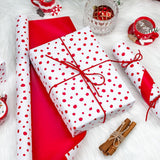 Red Lrregular Wave Point Wrapping Paper, Reversible Gold Gift Wrap For Birthday, Valentines, Mothers Day, Graduation, Wedding, Fathers Day, Baby Shower, Christmas (17In X 16.4Ft)