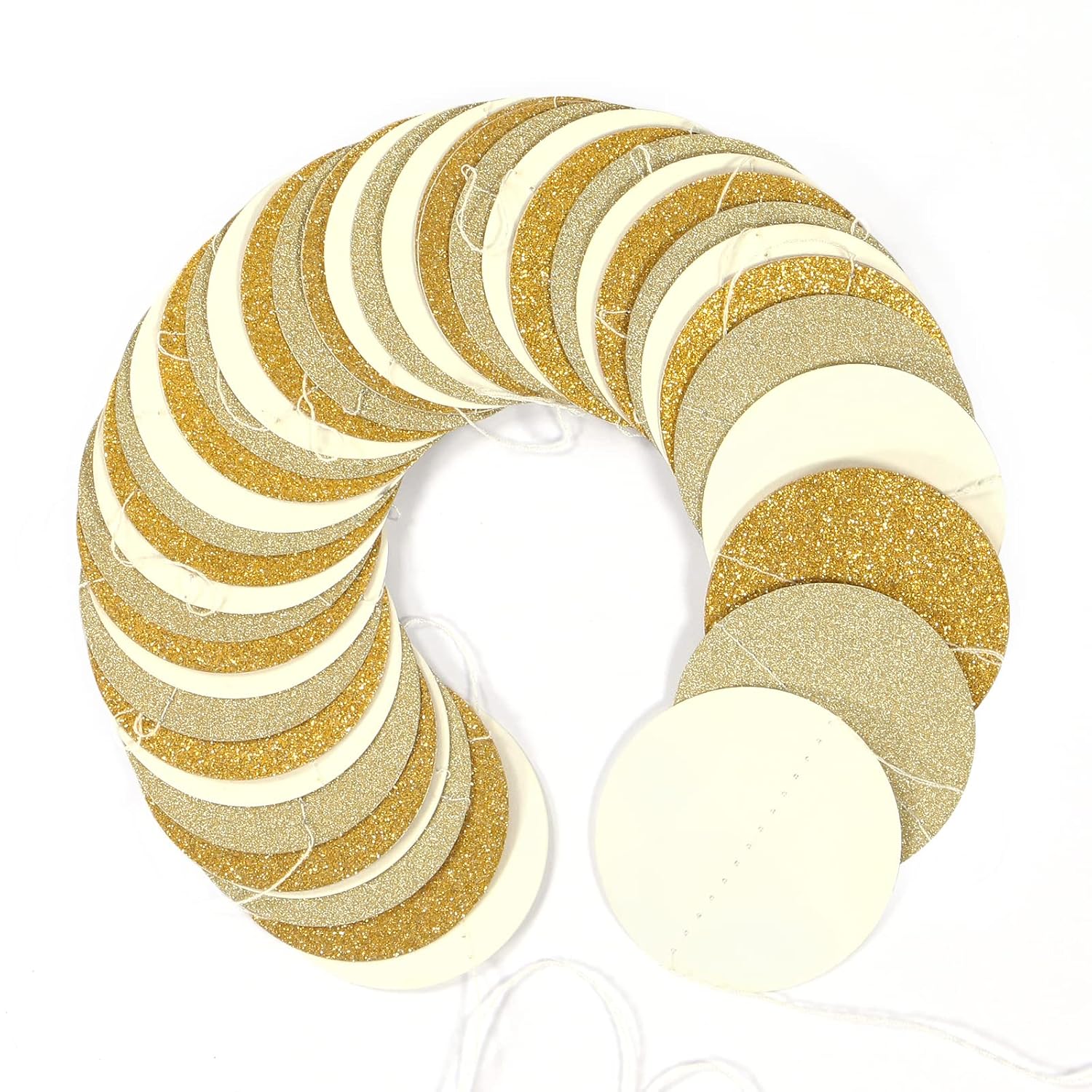 White-Gold Champagne Party-Decorations Streamers Garland - 52Ft Christmas Wedding Engagement Hanging Paper Banner,Bachelorette Neutral Baby Bridal Shower Decor Banners