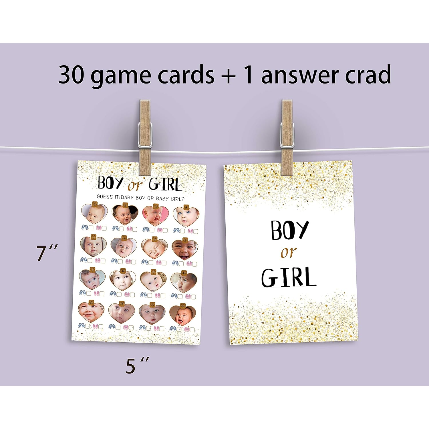 Boy Or Girl Baby Shower Game-31 Cards(Including Answers),Gender Reveal Party,For Mom, Dad, Kids, Women, Men, Gender Neutral Unisex Set