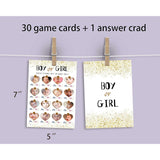 Boy Or Girl Baby Shower Game-31 Cards(Including Answers),Gender Reveal Party,For Mom, Dad, Kids, Women, Men, Gender Neutral Unisex Set