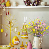 Easter Flower Decorations 12 Pack Easter Egg Picks Artificial Forsythia Flowers With Eggs For Floral Arrangements Table Centerpieces