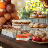 Thanksgiving Wood Book Stack Decor - Pumpkins Scarecrows Hayrides Tiered Tray Decor,Autumn Mini Faux Decorative,Farmhouse Mini Decorative Books Bundle (Pumpkins Book Stack Orange)