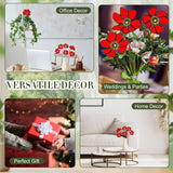 6 Pcs Stained Glass Flowers With Stems 17 Inch Red Flower Bouquets Faux Flower Floral For Mom Birthday Gifts Home Garden Christmas Decor(No Vase)