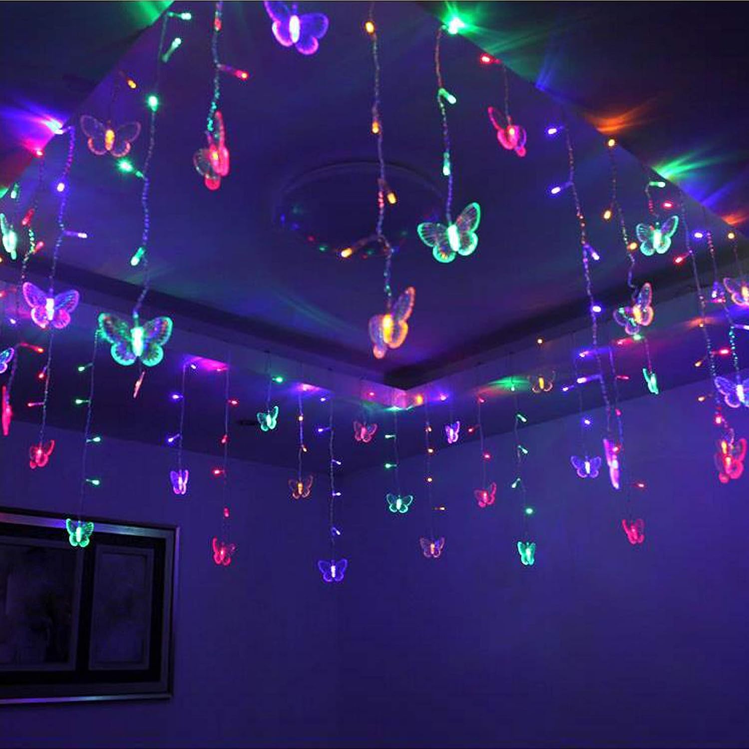 Butterfly Curtain Lights, 8 Modes 48Led Twinkle String Light With Remote 4.9Ft Usb Powered Window Fairy Light, Decorativ