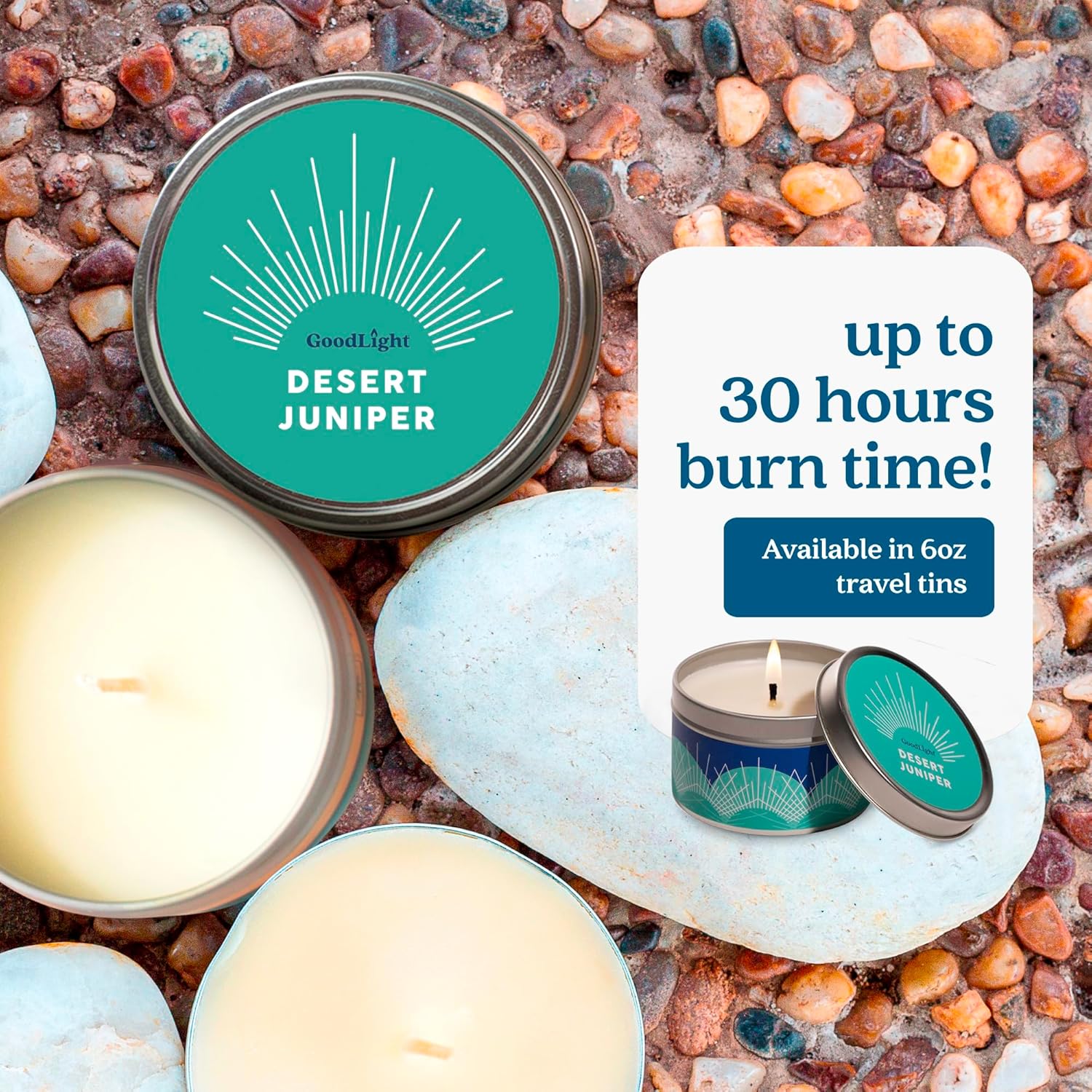 Paraffin-Free Scented Candle, Tin Candles, Birthday Gifts For Women & Men, 30-Hour Burn Time (Desert Juniper, 6 Oz)