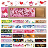25 Pcs Valentines Interchangeable Seasonal Decor Interchangeable Welcome Sign With A Wood Frame Seasonal Wooden Welcome Sign Holiday Table Decor For Winter Valentines Easter Decoration