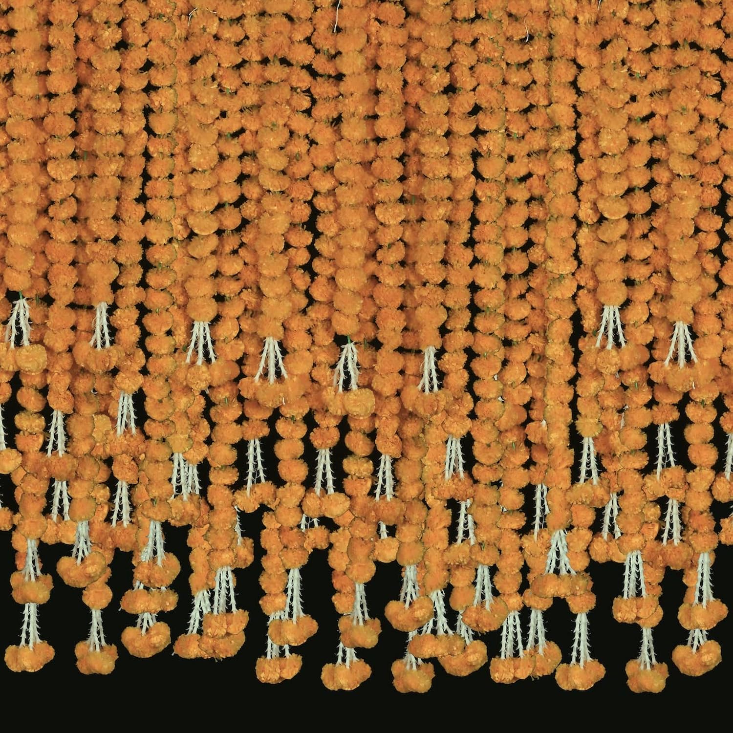 5 Pc - 5 Feet Orange Marigold Garland |Indian/American Wedding Party Mantle Decoration, Faux Garlands Wedding Garland, Diwali Decoration, Spring Bush Floral!