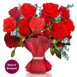 Romantic Rose Pop Up Card, 15.5 Inches Real Size Display 3D Valentine Greeting Card, Happy Valentine'S Day, Paper Flower Bouquet, Decorative Gift For Wife, Includes Envelope & Message Card