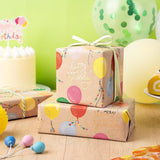 Birthday Wrapping Paper Roll, Jumbo Roll, Colorful Balloons Gift Wrap Paper, Gold Foil Happy Birthday Kraft Wrap Paper Perfect For Boys Girls Party Celebrations, 30 Inches X 16.4 Feet
